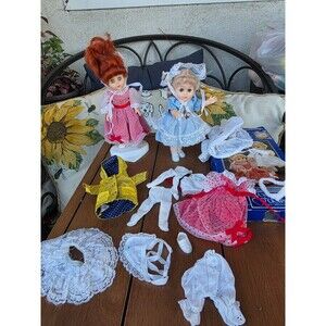 Vintage Ginny Vogue Dolls Lot and Wardrobe Outfit Sets OG box doll stand